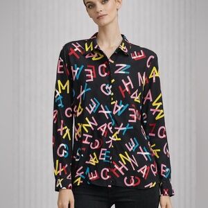 0589. ARMANI EXCHANGE button down 
Logo-Print Shirt Colorful $200